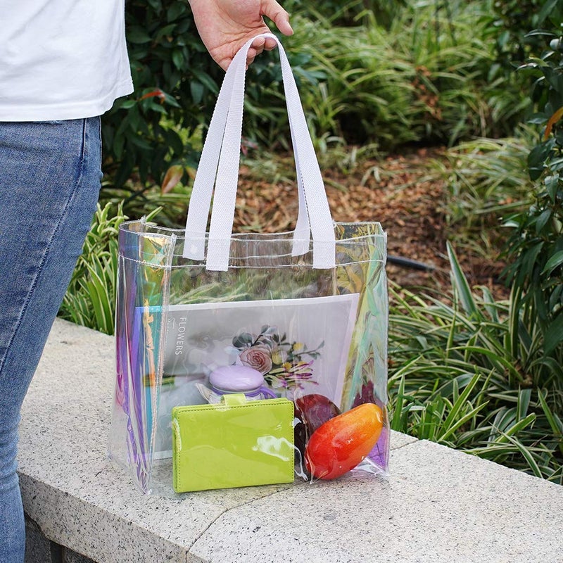 Edraco Clear Tote Bag, 2-Pack Stadium Approved Hologram Clear Bag, Great for Sports Games, Work, Security Travel, Stadium Venues or Concert, 12"X 12"X 6" - Image 5